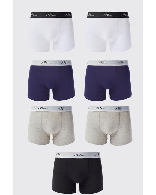 Boohoo White 7 Pack Signature Mixed Colour Trunks