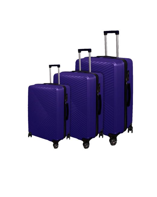 BoohooMAN Blue Alivio Lightweight Rose Gold Hard Shell Abs Suitcase Set Luggage Travel Trolley Set Of 3 Cabin Cases for men