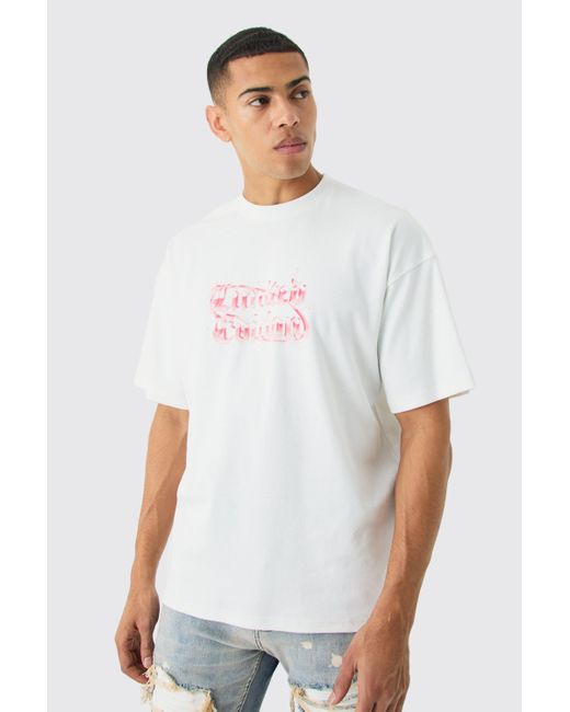 BoohooMAN Oversized Interlock Limited Edition T-shirt in White für Herren