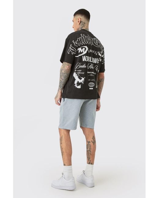 BoohooMAN Tall Limited Edition Moto Over The Seam Back Print T-shirt In Black for men