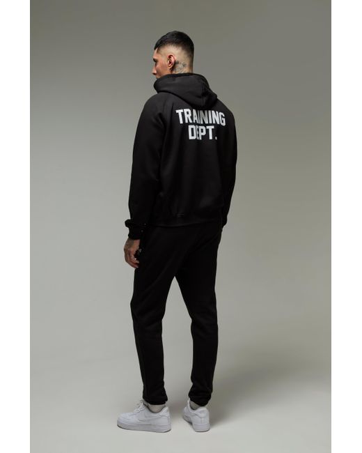 BoohooMAN Black Tall Active Training Dept Oversized Boxy Hoodie for men