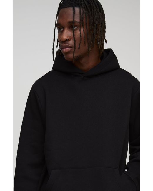 Tall Basic Regular Fit Over The Head Hoodie Boohoo de color Black