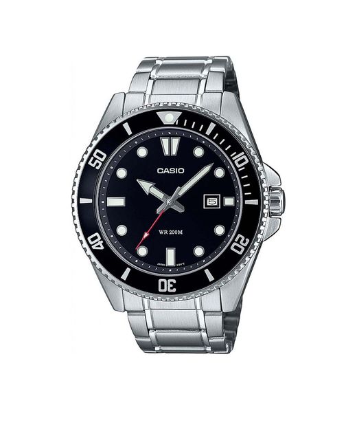 BoohooMAN Black Casio Mdv-107d-1a1vef Collection 50mm Quartz Watch for men