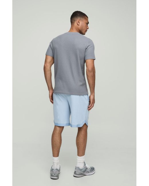 Camiseta Ajustada De Tela Gofre Boohoo de color Gray
