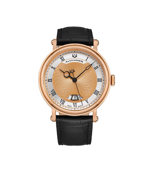 BoohooMAN Black Alexander Alexander A153 Luxury Swiss Automatic Classic 43mm Stainless Steel Luxury Watch With Brass Dial And Sapphire Crystal for men