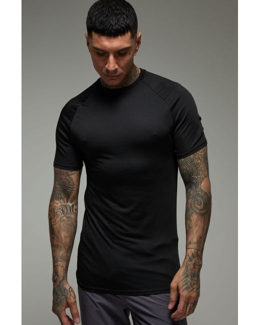 BoohooMAN Black Tall Man Active Lightweight Essentials Gym Muscle Fit Raglan T-shirt for men