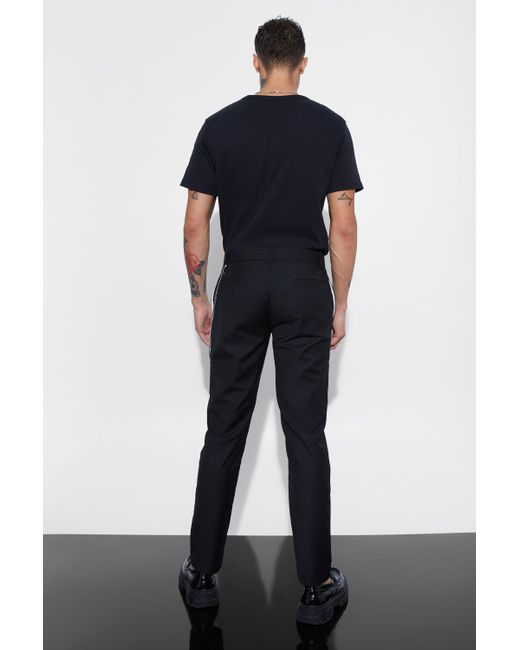 BoohooMAN Black Slim Fit Side Panel Suit Trouser for men