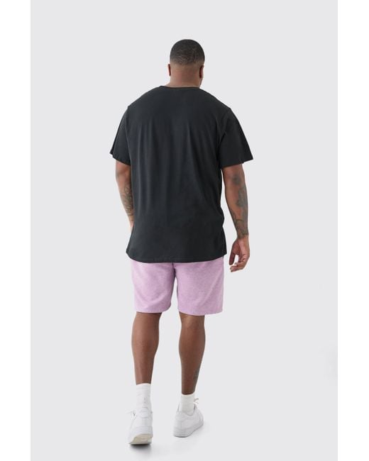BoohooMAN Black Plus Orlando Print T-shirt & Short Set for men