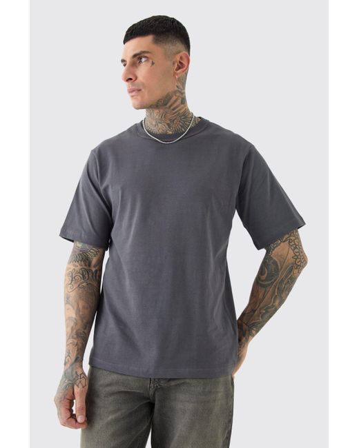 BoohooMAN Gray Tall Core Heavy Carded Layed On Neck T-shirt for men