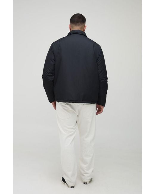 BoohooMAN Blue Plus Regular Fit Padded Collared Coach Jacket for men