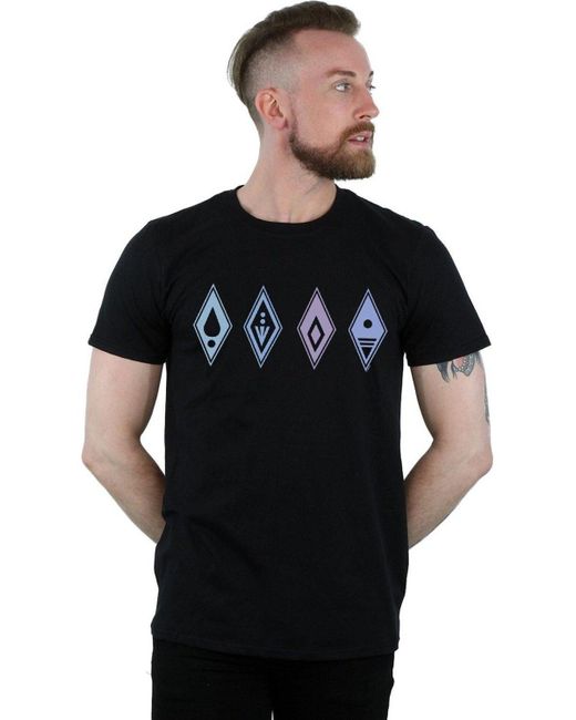 BoohooMAN Black Disney Frozen 2 Elements Symbols T-shirt for men