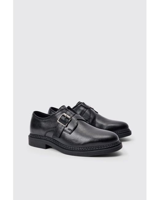 Pu Cross Over Strap Detail Loafer In Black Boohoo