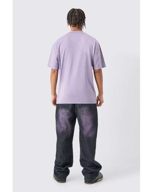 Boohoo Purple Oversized Heavyweight Spray Wash Denim Applique T-shirt