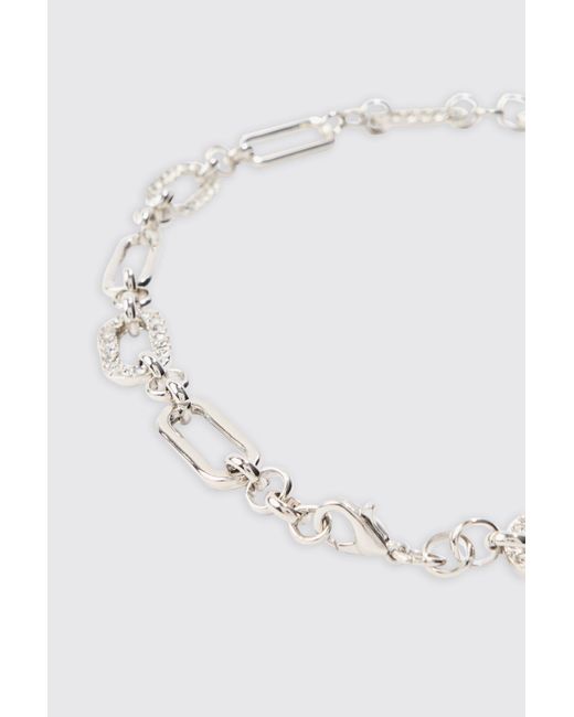 BoohooMAN Blue Chain Link Necklace In Silver for men