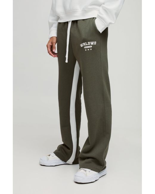 BoohooMAN Lockere Jogginghose mit Worldwide-Print in Green für Herren