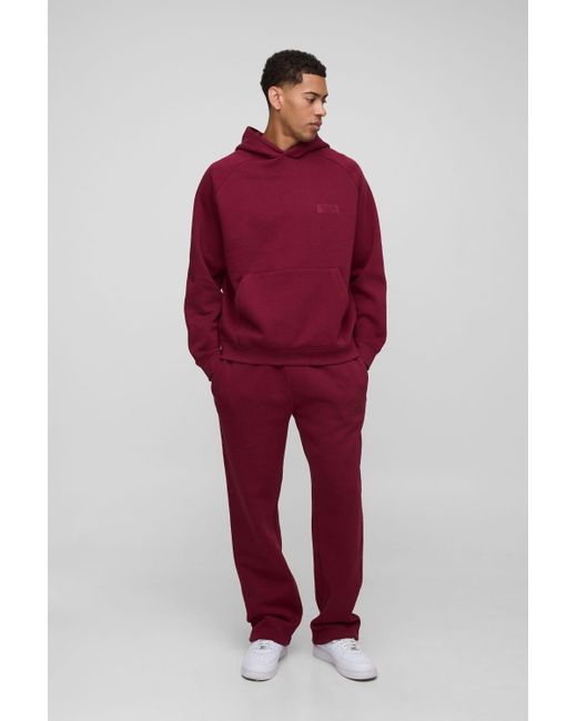 BoohooMAN Red Oversized Raglan Hooded Tracksuit for men