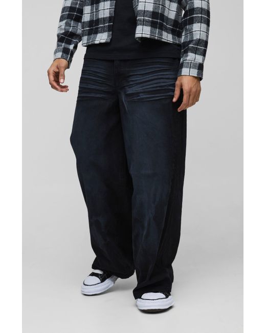 BoohooMAN Super lockere Jeans in Knitteroptik in Black für Herren