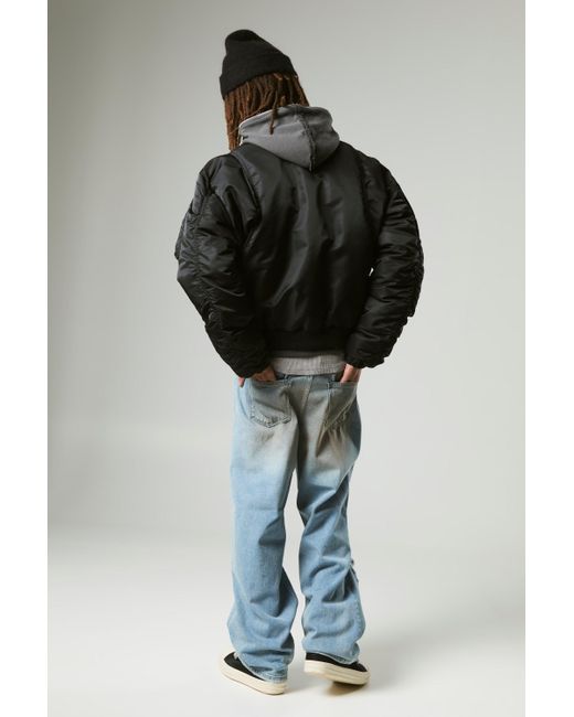 BoohooMAN Black Padded Nylon Bomber Jacket for men