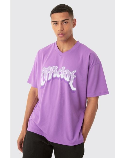 BoohooMAN Purple Oversized Official Mesh Varsity Top for men