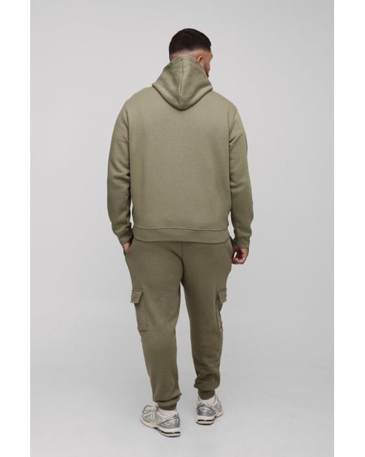 Plus Basic Regular Fit Over The Head Hoodie Boohoo de color Green