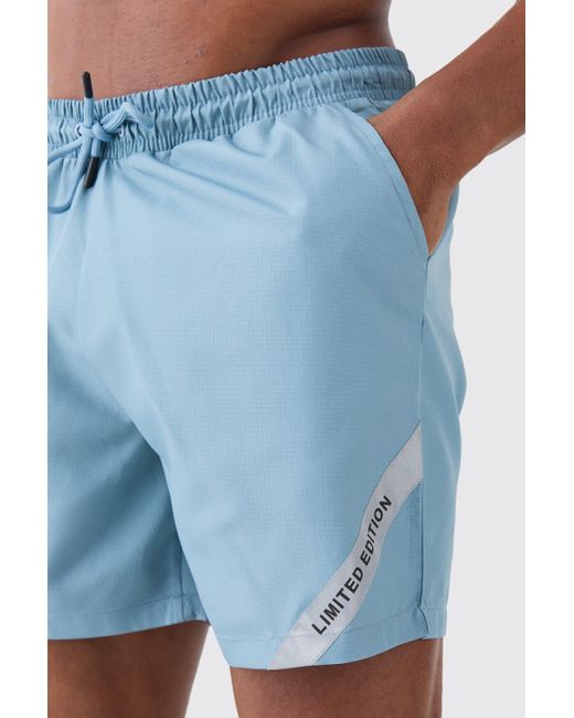 BoohooMAN Blue Mid Length Ripstop Limited Edition Swim Short for men