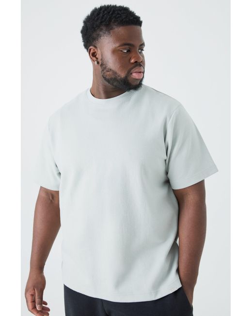 BoohooMAN White Plus Core Fit Heavy Interlock T-shirt for men