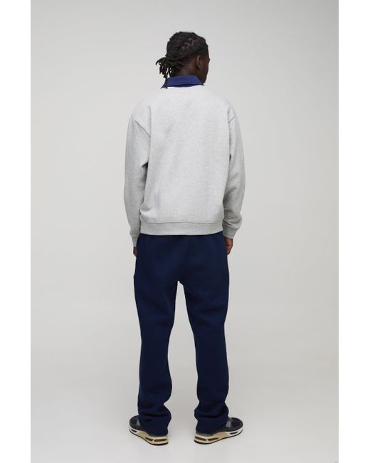 BoohooMAN Oversize Sweatshirt-Poloshirt mit V-Ausschnitt in Gray für Herren