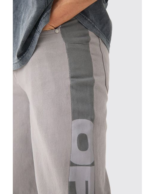 BoohooMAN Gray Baggy Official Cut N Sew Panel Pants for men