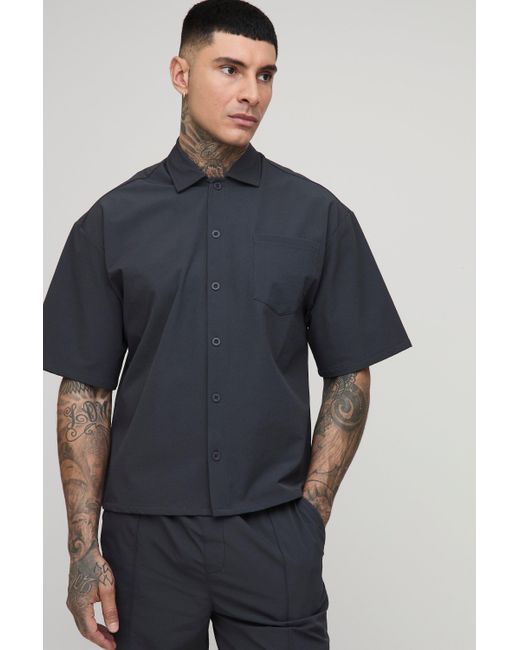 Technic Blue Tall Al Stretch Short Sleeve Boxy Oversized Shirt