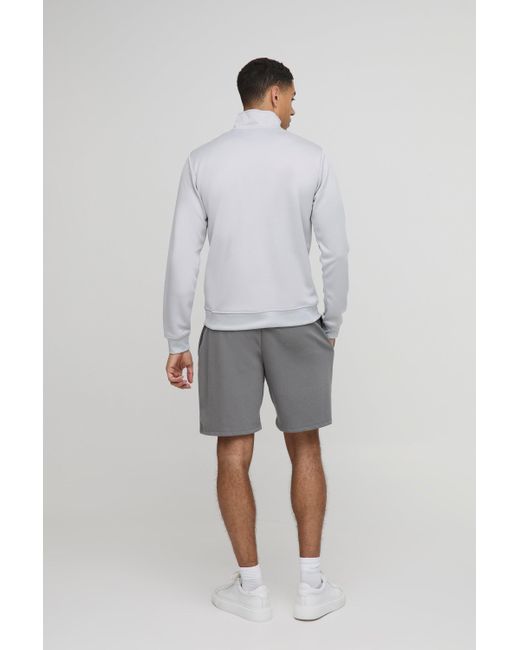 BoohooMAN Slim-Fit Sweatshirt mit Trichterkragen und 1/4 Reißverschluss in Gray für Herren