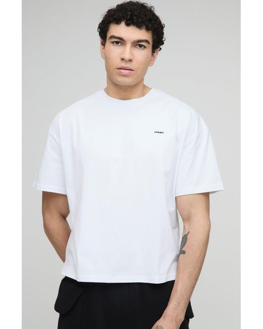 BoohooMAN Kastiges Oversize Pride T-Shirt mit Rhinestone-Slogan in White für Herren