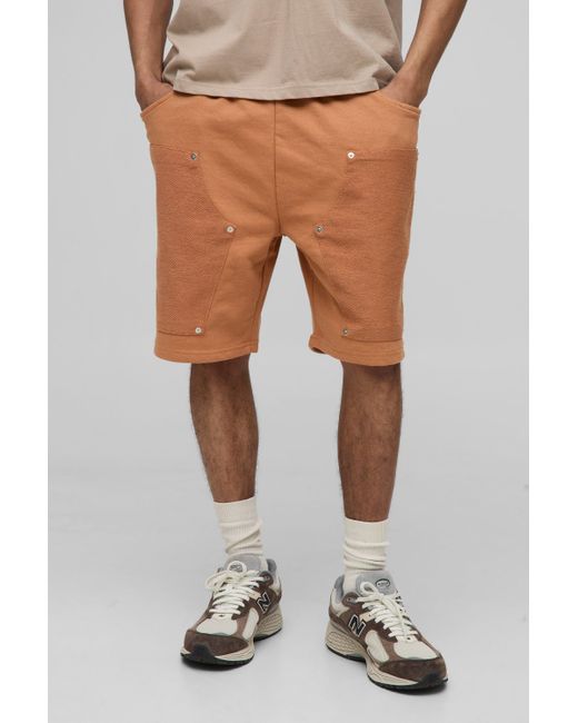 Boohoo Brown Relaxed Carpenter Shorts