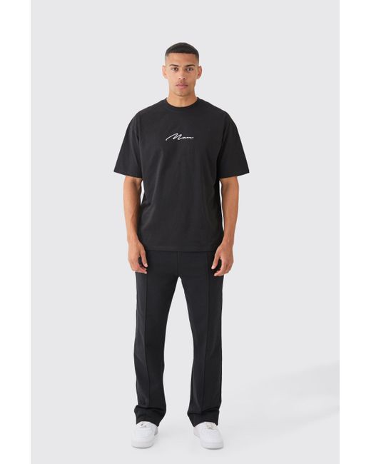 BoohooMAN Black Signature Embroidered T-shirt for men