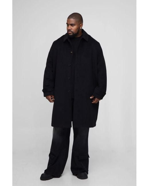 BoohooMAN Blue Plus Regular Fit Plain Collared Overcoat for men