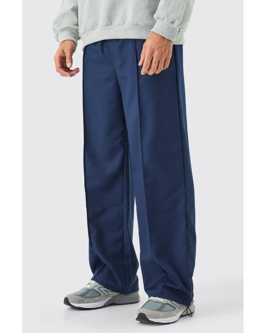 BoohooMAN Blue Tailored Pintuck Wide Leg Joggers for men