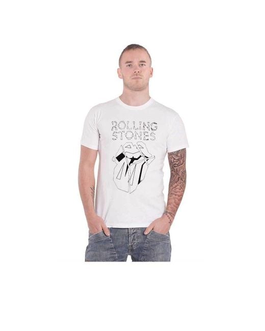 BoohooMAN White The Rolling Stones Hackney Diamonds Tongue Outline T Shirt for men