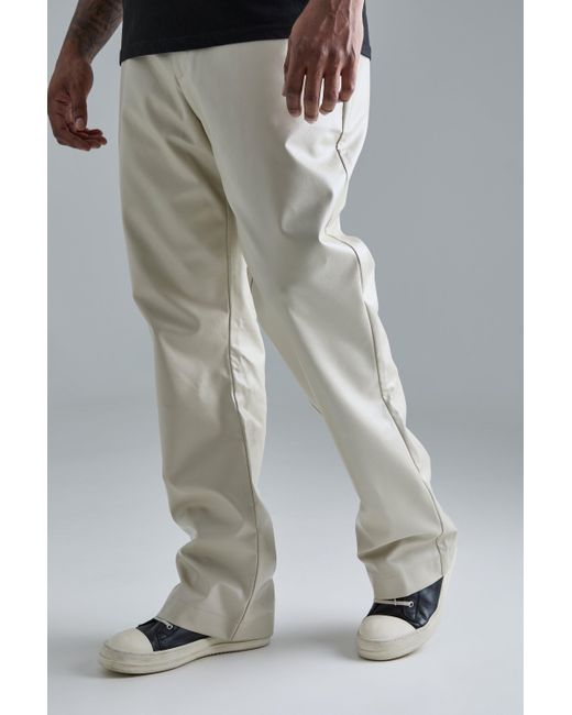 BoohooMAN Plus Slim Flare Pu Tailored Trouser in Gray für Herren