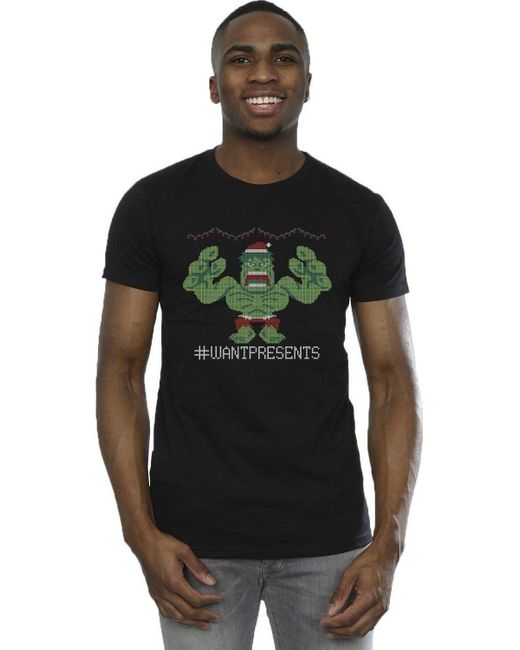 BoohooMAN Black Avengers Hulk Cross Stitch T-shirt for men