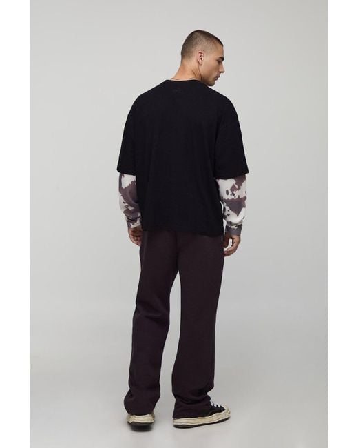 BoohooMAN Blue Oversized Boxy Embroidered Faux Layer Cow Waffle T-Shirt for men