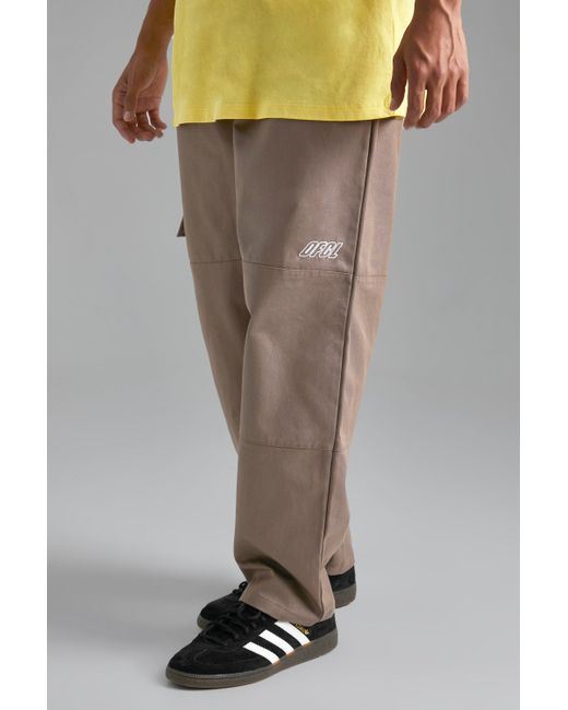 BoohooMAN Denim Cargo Pants With Knee Panel in Beige (Natural) for Men Lyst