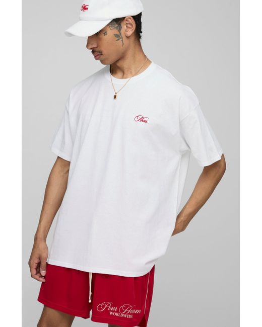 Camiseta Oversize Con Estampado De Saint Tropez Boohoo de color Red