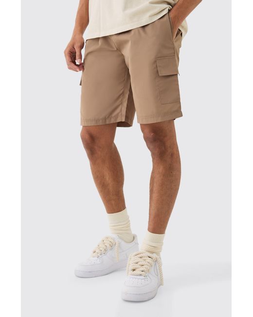 Boohoo Natural Elasticated Waist Toggle Cargo Shorts