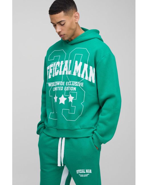 Chándal Oversize Recto Man Official Con Capucha Y Refuerzos Boohoo de color Green