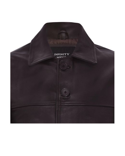 BoohooMAN Blue Infinity Leather Classic Cowhide Leather Box Jacket for men