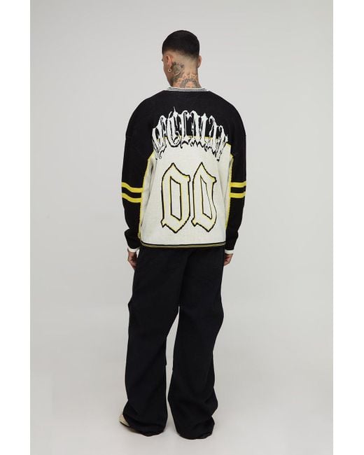 Boohoo Black Tall Varsity Knitted Hockey Top