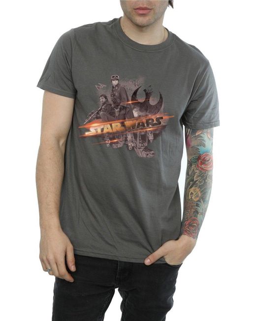 BoohooMAN Gray Star Wars Rogue One Rebel Team T-shirt for men