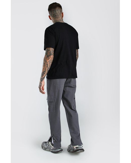 boohooman grey cargo joggers