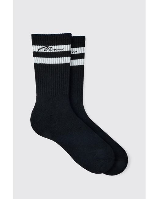 BoohooMAN 3 Pack Man Signature Sports Stripe Socks In Black for men