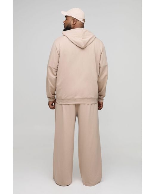 BoohooMAN Natural Plus 260Gsm Loopback Wide Fit Basic Sweatpants for men