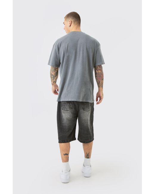 BoohooMAN Gray Oversized Extended Neck Ofcl Skull Wash T-shirt for men